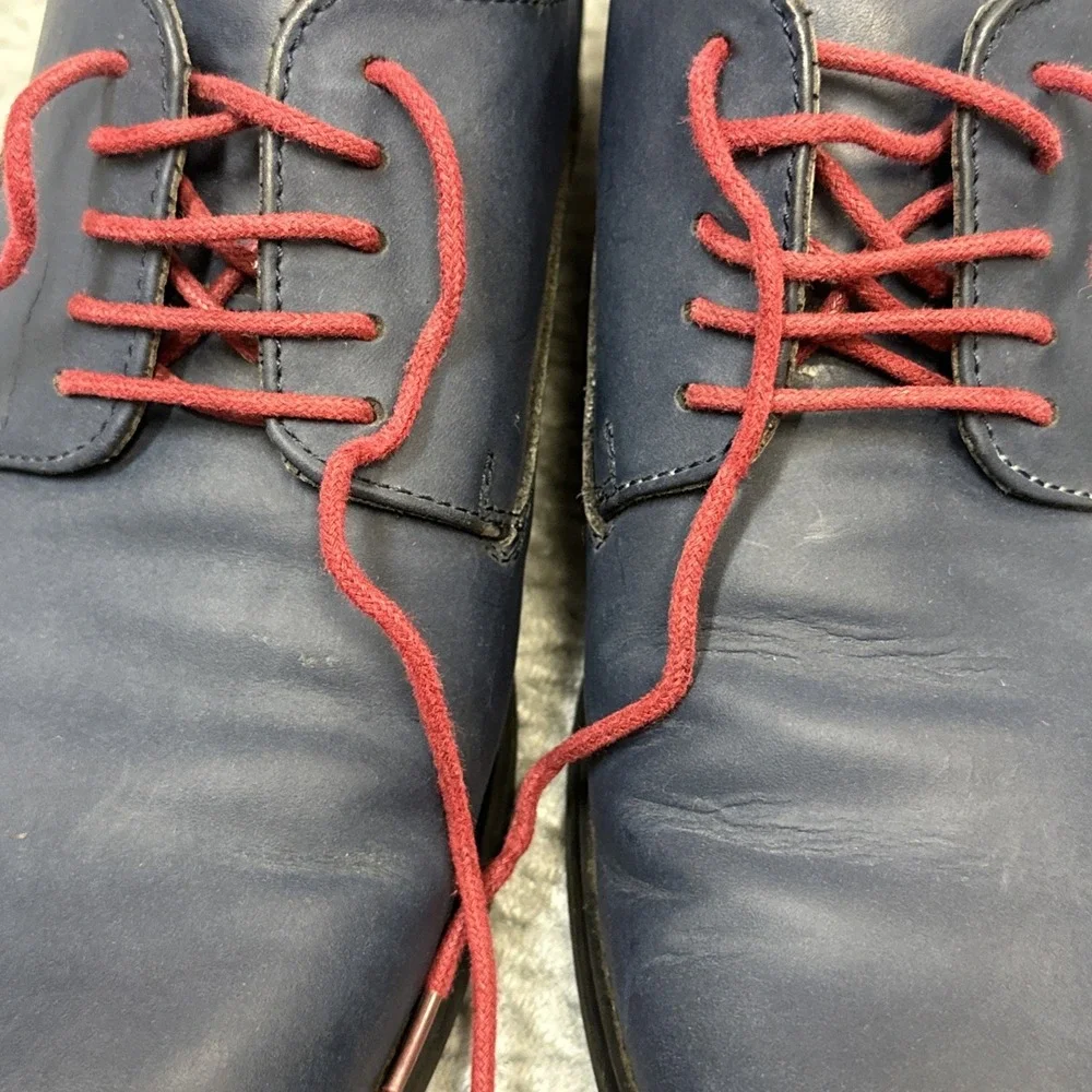 Penguin Bryan by Munsingwear Shoes Men's‎ 8 Blue Leather Oxford Red Laces Dress